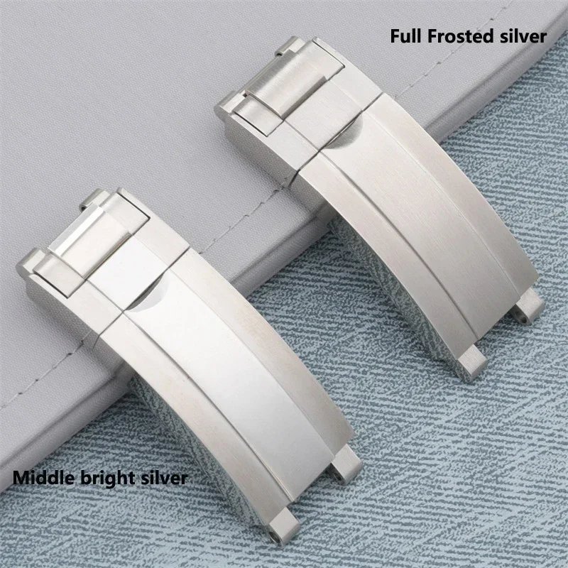 Steel Folding Buckle Glide Lock Fit For Rolex Submariner Oysterflex Daytona GMT Watch Band Strap Deployment Clasp 9mm