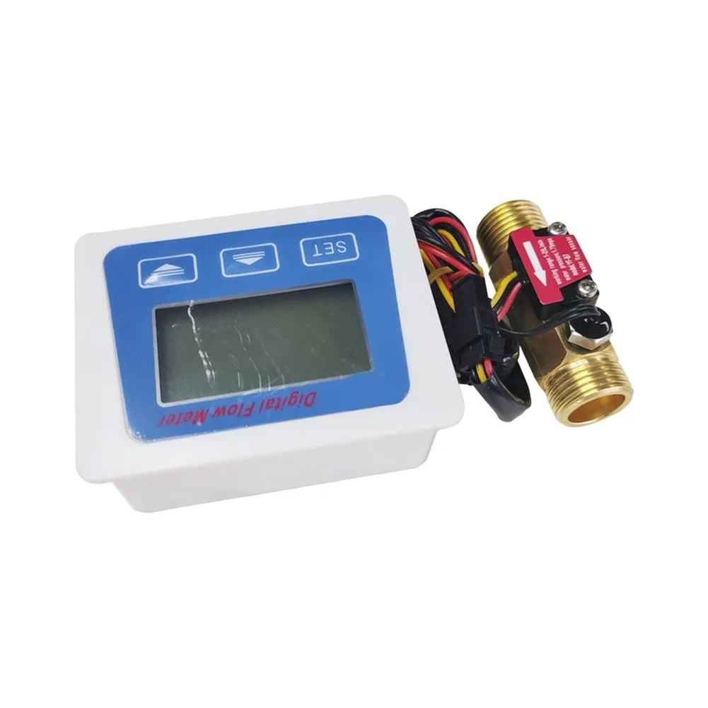 LCD Flow Meter Sensor With Digital Display G1/2 Water Control Counter For Industrial Testing Equipment Parts Accessories
