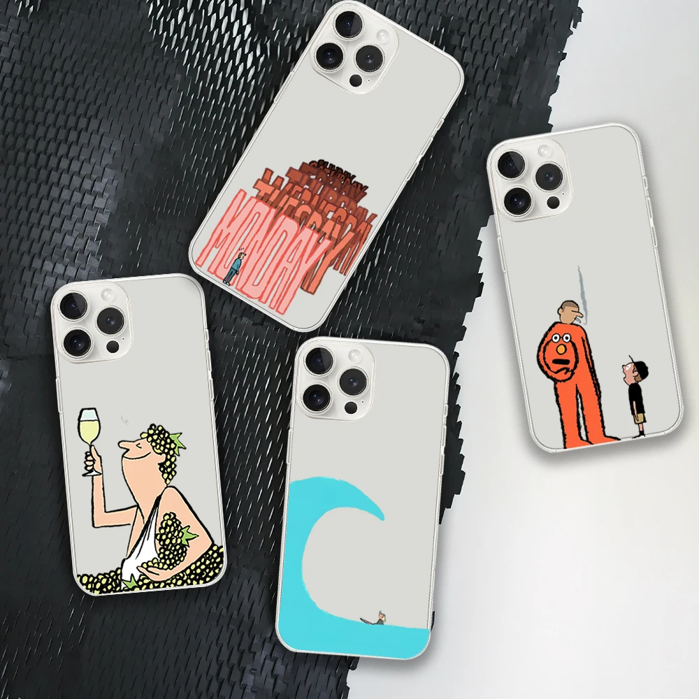 J-Jean J-Jullien Art Phone Case for iPhone 12 11 13 14 15 16 Max Pro Plus Transparent Soft Shell