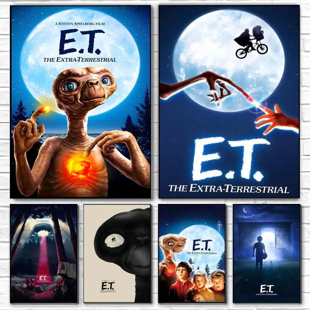 Movie E-ET The Extra Terrestrial Poster  High-definition Art Sticker Self Adhesive Waterproof Home Decoration