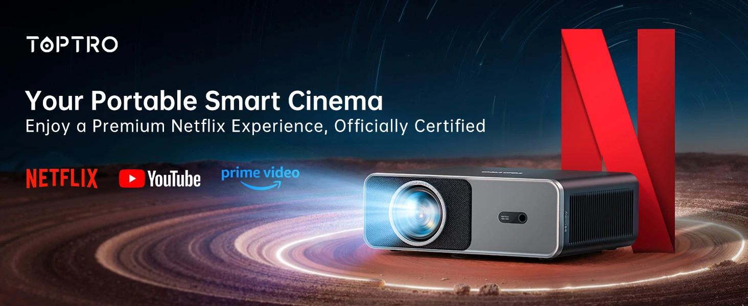 TOPTRO 4K Projektor 1500ANSI Autofokus/Keystone WiFi6 BT5.2 Full HD 1080p Smart Home Theater Filmprojektor Offiziell Netflix-kompatibel – Detail 1
