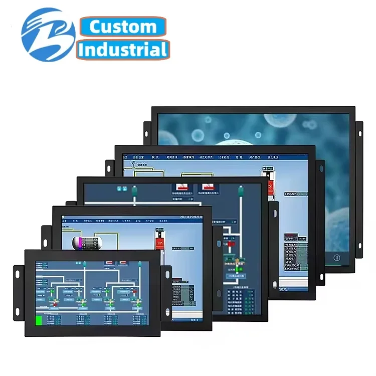 Open Frame VESA 7~27Inch Metal Monitor Wall Mounted Industrial Touchscreen LCD Display HD VGA Touch Screen Monitor