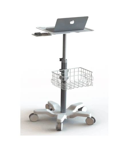 Height-adjustable 15-inch Laptop Trolley Storage Basket for Medical Care