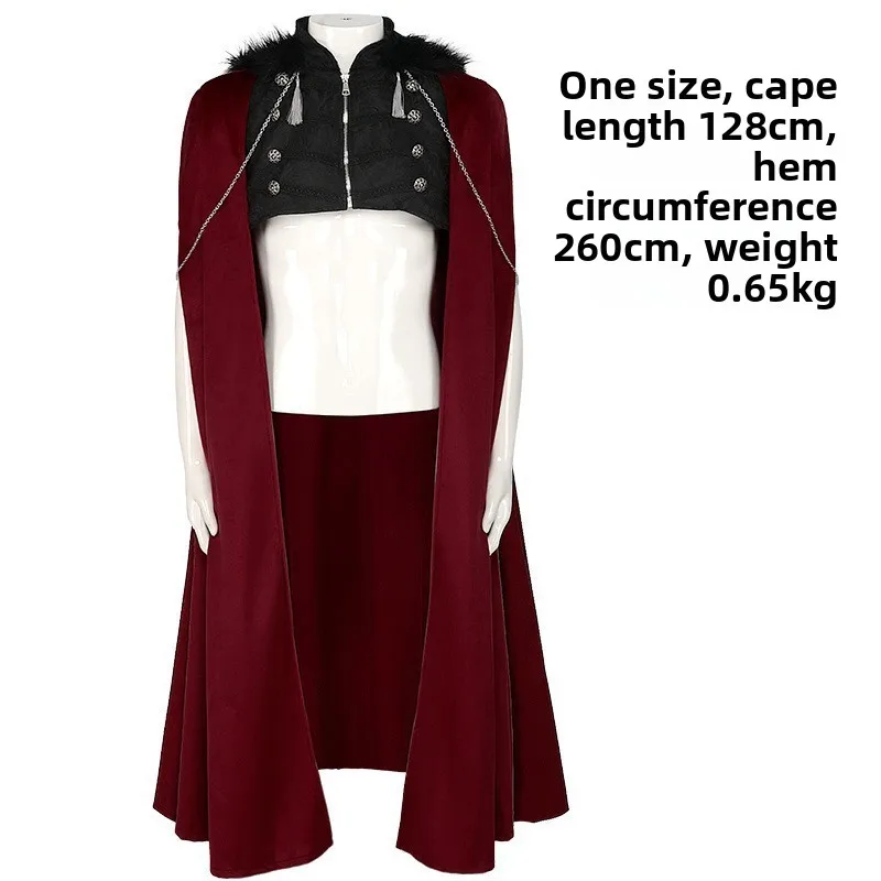 2023 Neuer Punk-St-Performance-Mantel mit Hut, langer Pelzkragen, Kette, detailliertes ethnisches Bühnenkostüm für Damen, Faion Spring