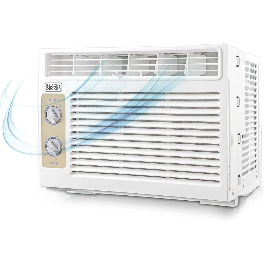 Aire acondicionado de ventana Unidad de ventana de CA de 5000 BTU enfría hasta 150 pies cuadrados Unidad de CA de ventana con controles mecánicos Ventilador manual O