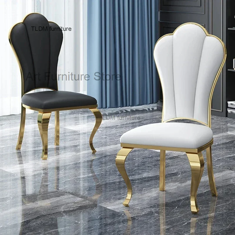 European Backrest Dining Chairs Luxury Living Room Furniture Custom Leather Reception Chair Modern Restaurant Dining Chair U