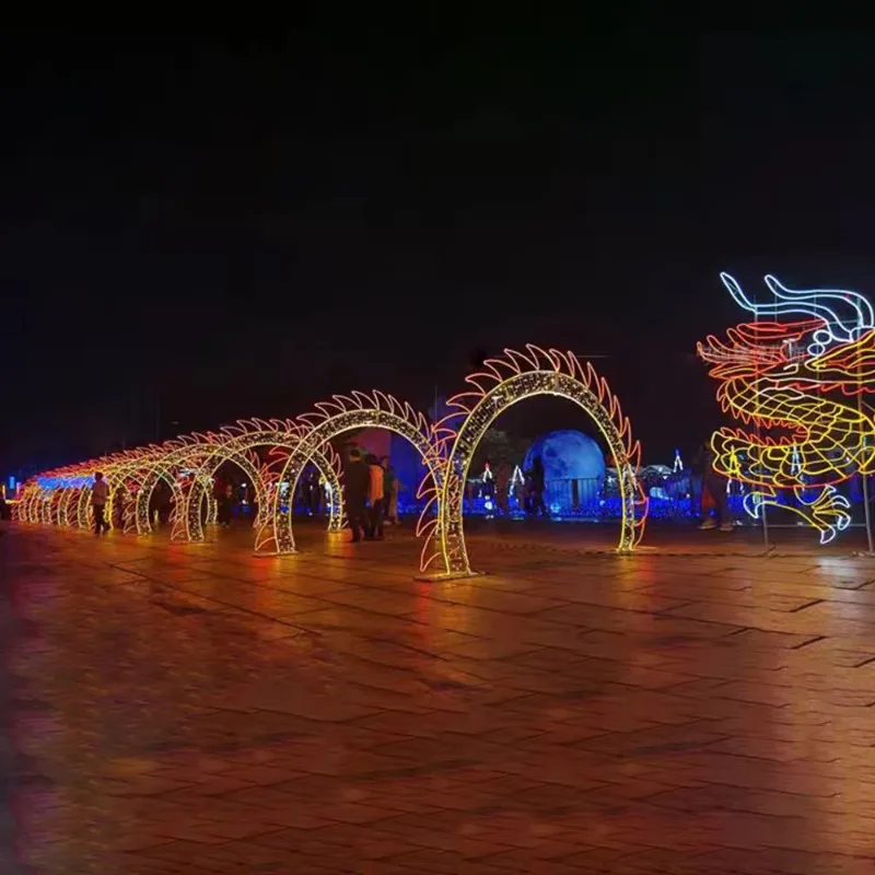 Outdoor waterproof multi-color effect decorative dragon arch pattern light
