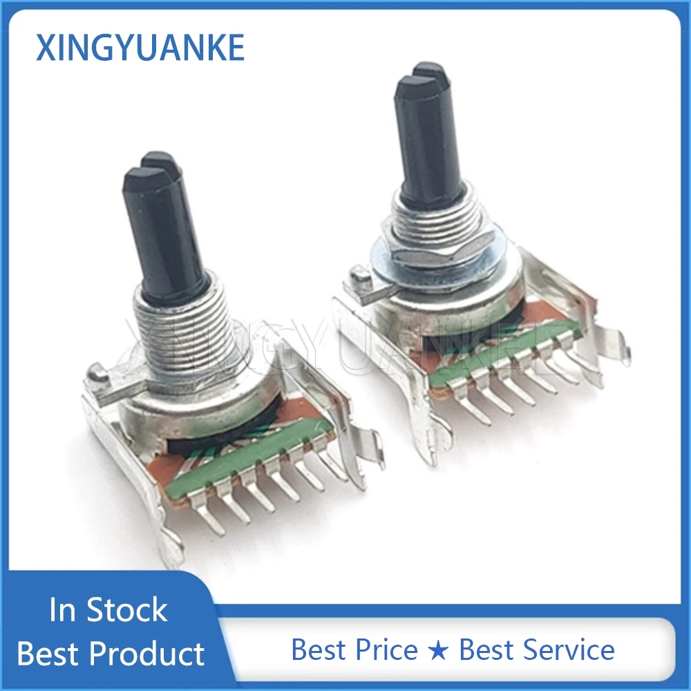 2PCS 161 Type Double Horizontal B10K B20K B50K B100K Power Amplifier Audio Volume Potentiometer 6-Pin D Shaft Length 20MM