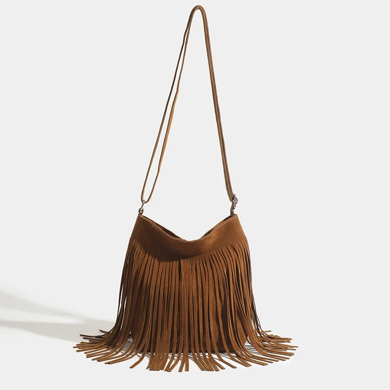 

New American Bohemian Tassel Classic Fashion Versatile Vintage Saddle Bag Crossbody Bag