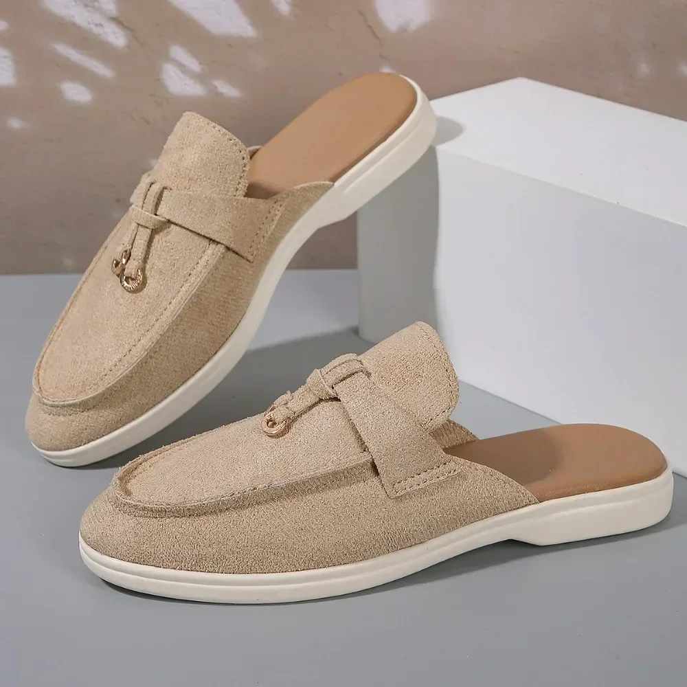 Neue lässige Mules mit flachem Boden, Loafer mit Quasten und Schnallenverschluss, modische Damenschuhe, Markenschuhe mit Metallschnalle, bequeme Slip-on-Schuhe – Detail 9