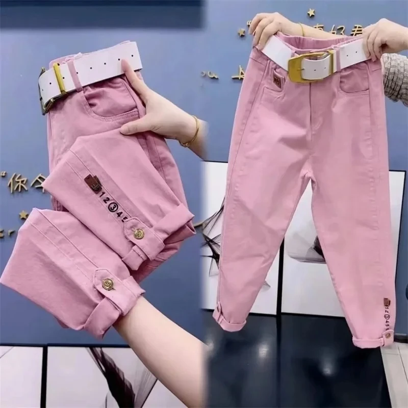 Jiufen-Pantalones Harun coreanos para mujer, pantalón holgado de cintura alta, informal, combina con todo, primavera y otoño, 2024