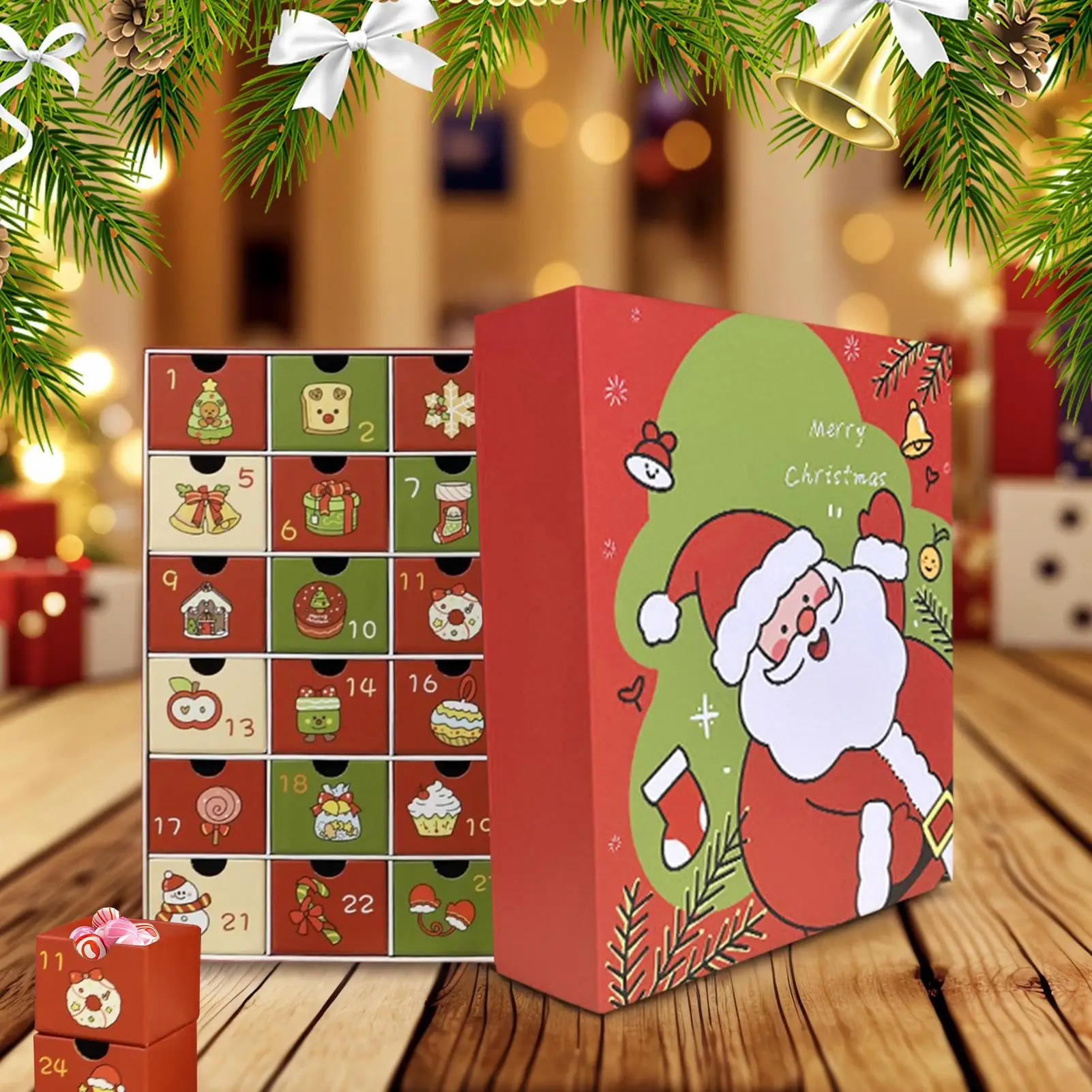 Cajas de Adviento con calendario, calendario de Navidad rellenable vacío de 24 días 2025, caja de Adviento, recuerdos de fiesta decorativos para golosinas, dulces y Chocolate