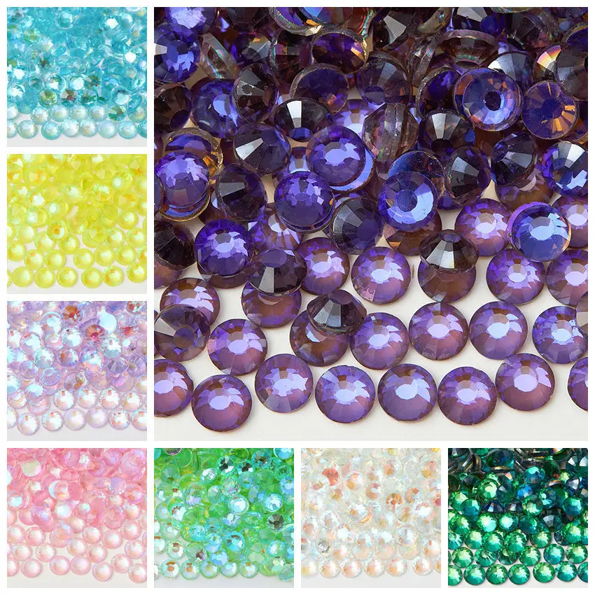 High Quality Ss3-ss30 Aorura Color Phantom Glass Flatback Glue On Rhinestone Nail Art Non Hotfix Rhinestone Garment Decoration