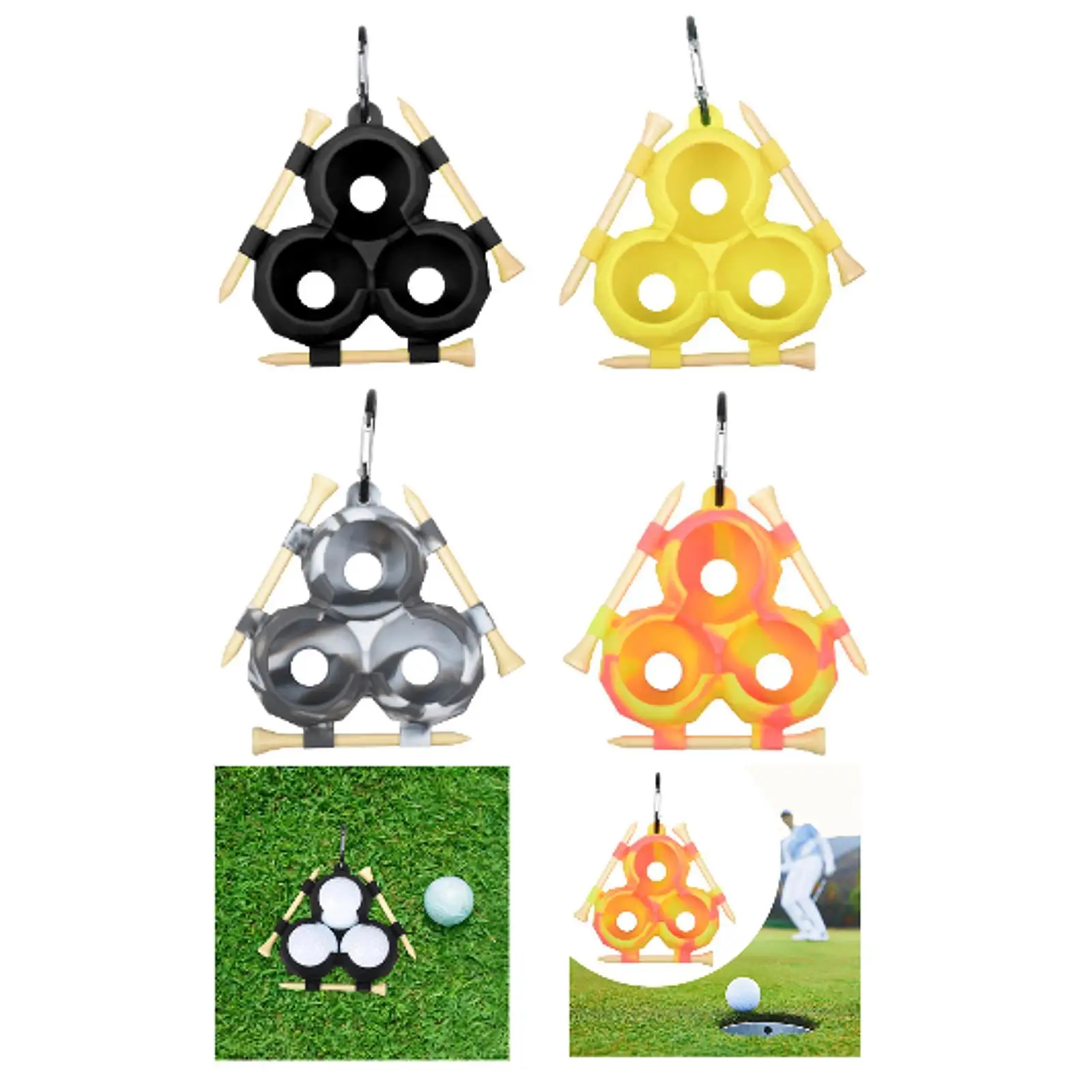 

Golf Ball Holder Holds 3 Balls Accessory Gift Easy Attachment Lightweight for Men Women Easy Access Cover Golf Ball Carrier