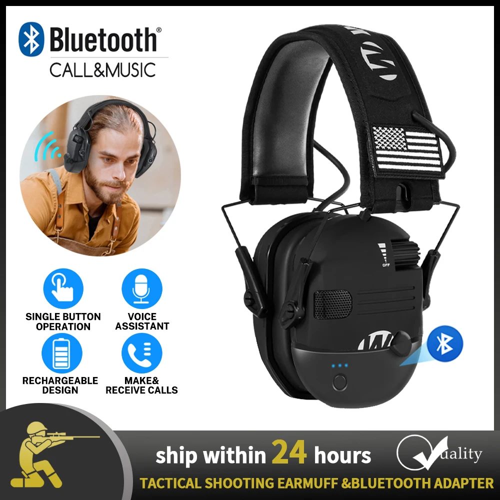 WK Bluetooth Tactical Electronic Anti-noise Shooting Headset Hunting Earmuffs Hands-Free Calling Hearing Protection Headset