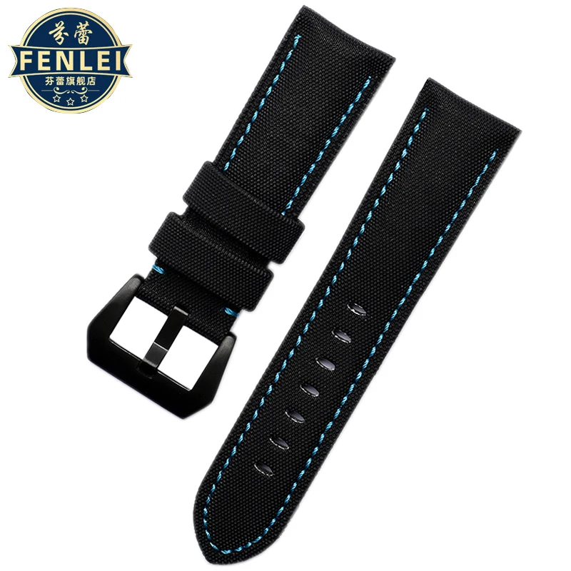 Nylon Carbon fiber Leather Watch strap For Panerai Luminor PAM01661 799 616 Scaphium Affine Canvas Watchband Male 24mm Bracelet
