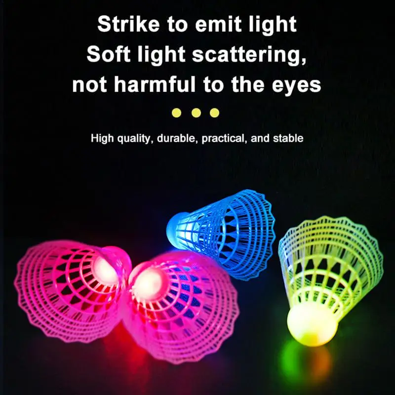 Volants de Danemark minton Lumineux LED Colorés en Plastique pour Enfant, Entraînement, Haute artificiel asticité, 3 Pièces