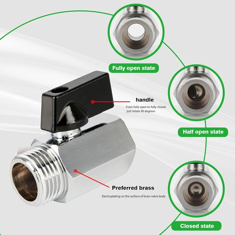 Mosiężny mini zawór kulowy 1/4 i 3/8 żeński x męski zawór odcinający sterowanie przełącznikiem do pomp wodnych zbiorników kran zewnętrzny powietrze