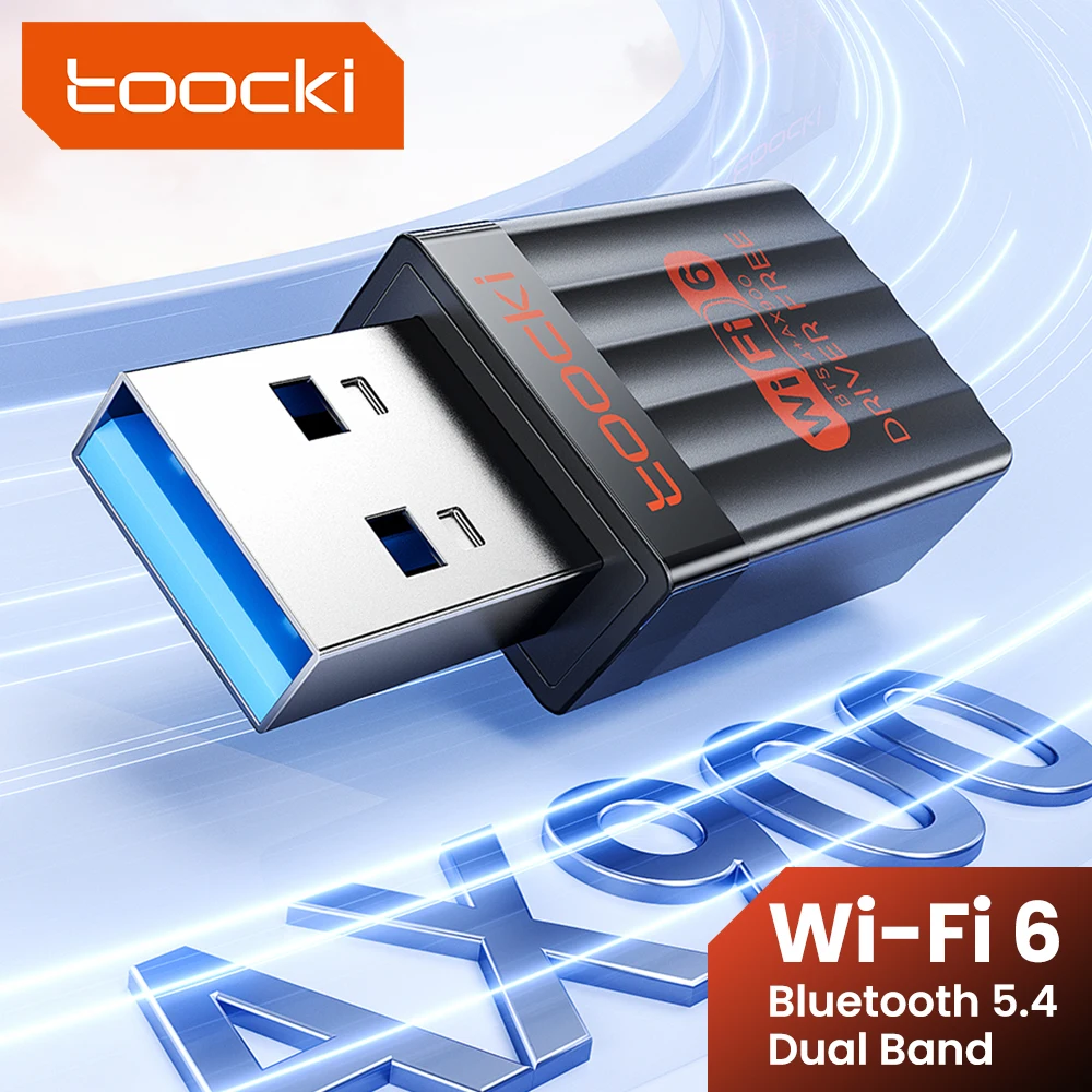 투키 USB 어댑터 블루투스 5.4 무선 와이파이 어댑터 듀얼 밴드 2.4G 5Ghz 와이파이 6 900Mbps USB 리시버 노트북 윈도우 10 11용