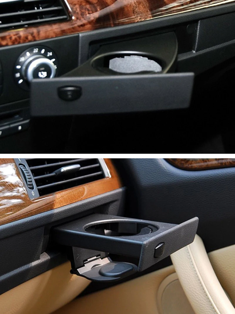 

Front Left Right Cup Holder Drink Rack Black Holders For BMW E60 E61 5 Series 520i 525i 528i 2003-2010 51459125622
