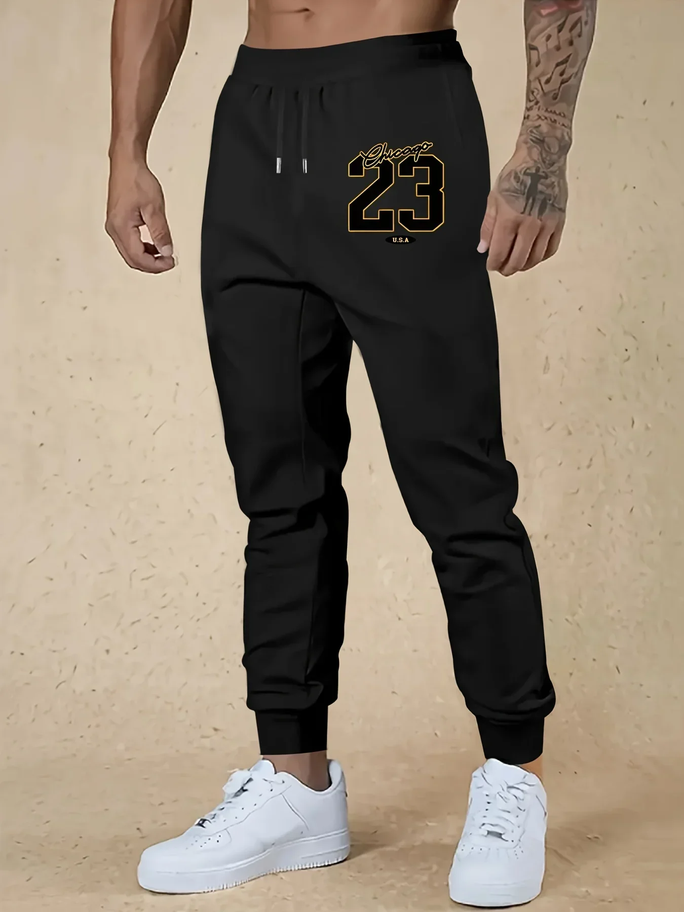 Men's fashionable 23 letter printed sports trousers hot selling autumn daily casual versatile comfortable sweatpants S-3XL