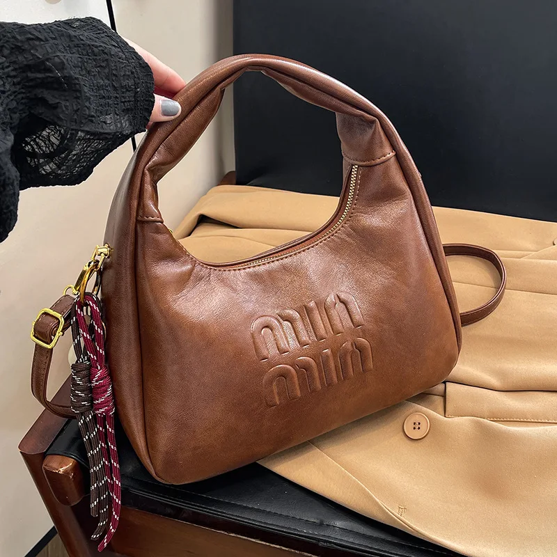 

Элегантная женская сумка через плечо в стиле ретро, новинка 2023 года, роскошная сумка из мягкой кожи под мышками, модная повседневная сумка для всех случаев