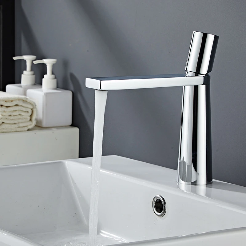 Modern Bathroom Basin Faucet Single Handle Hot Cold Mixer Tap with 2 Height Options, White/Black/Chrome Finish
