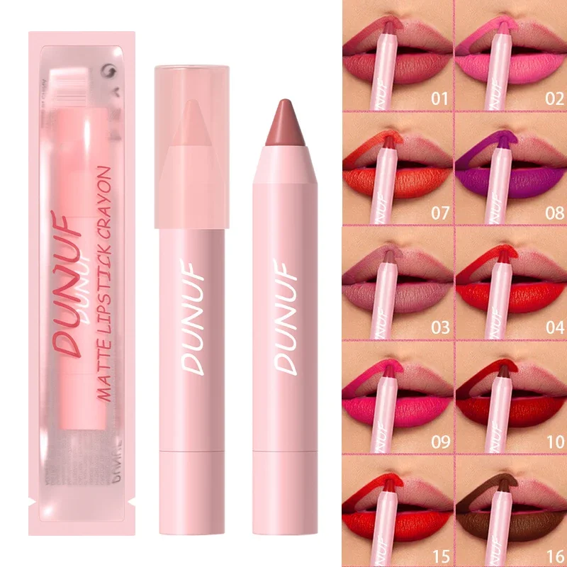 

*18 color lipstick pencil waterproof matte contour tone lipstick durable non stick cup lipliner