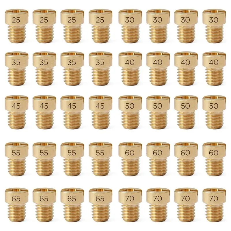 B08B-Brass Nozzle Bleed Jet Assembly Kit 40Pcs(10-32) 0.025In-0.070In For Holley Carburetor Air Flow Control Screw Set Assortmen