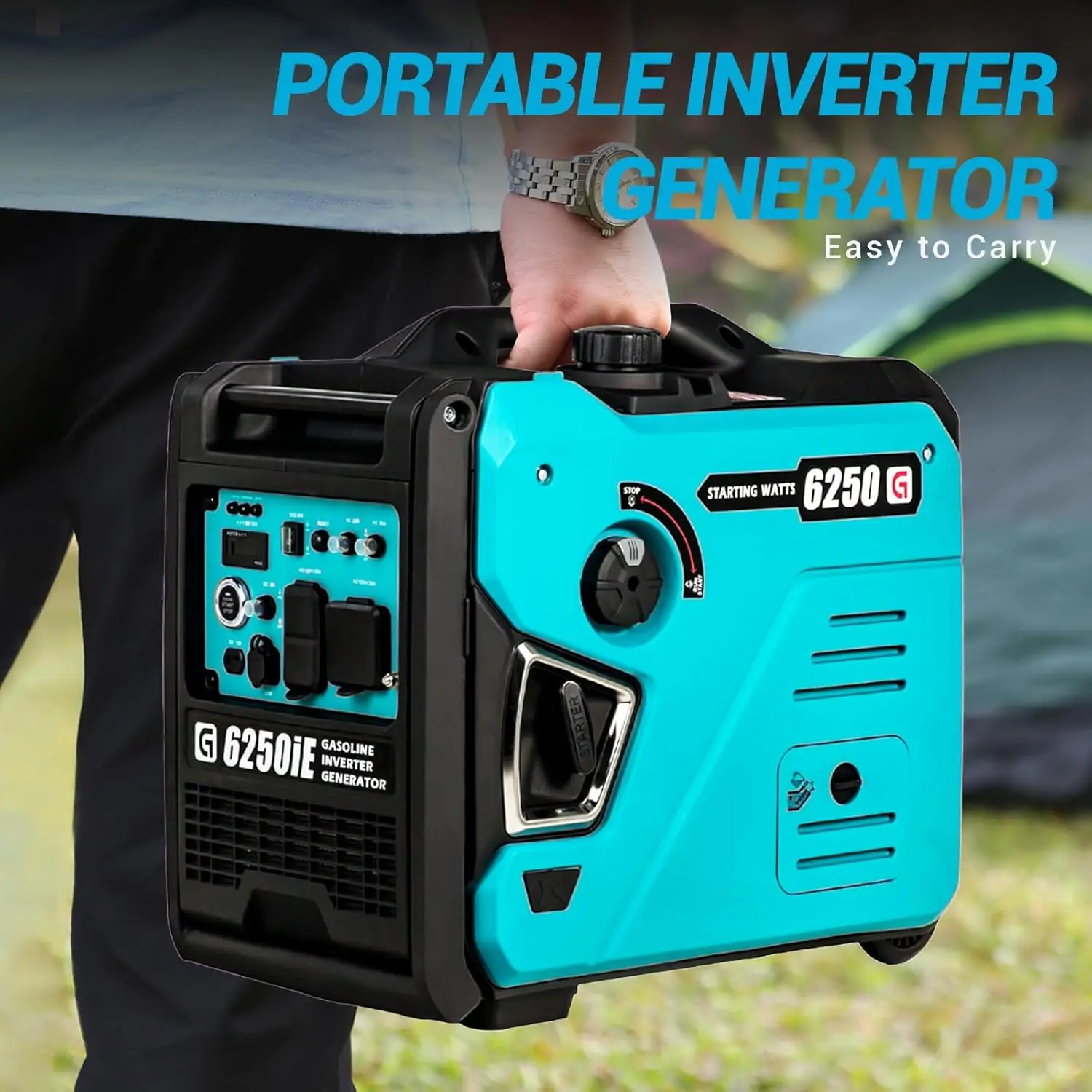 6250W Portable Inverter Generator, Outdoor Power Equipment, Super Quiet Generator, Gas Powered Generator For Emergency Use