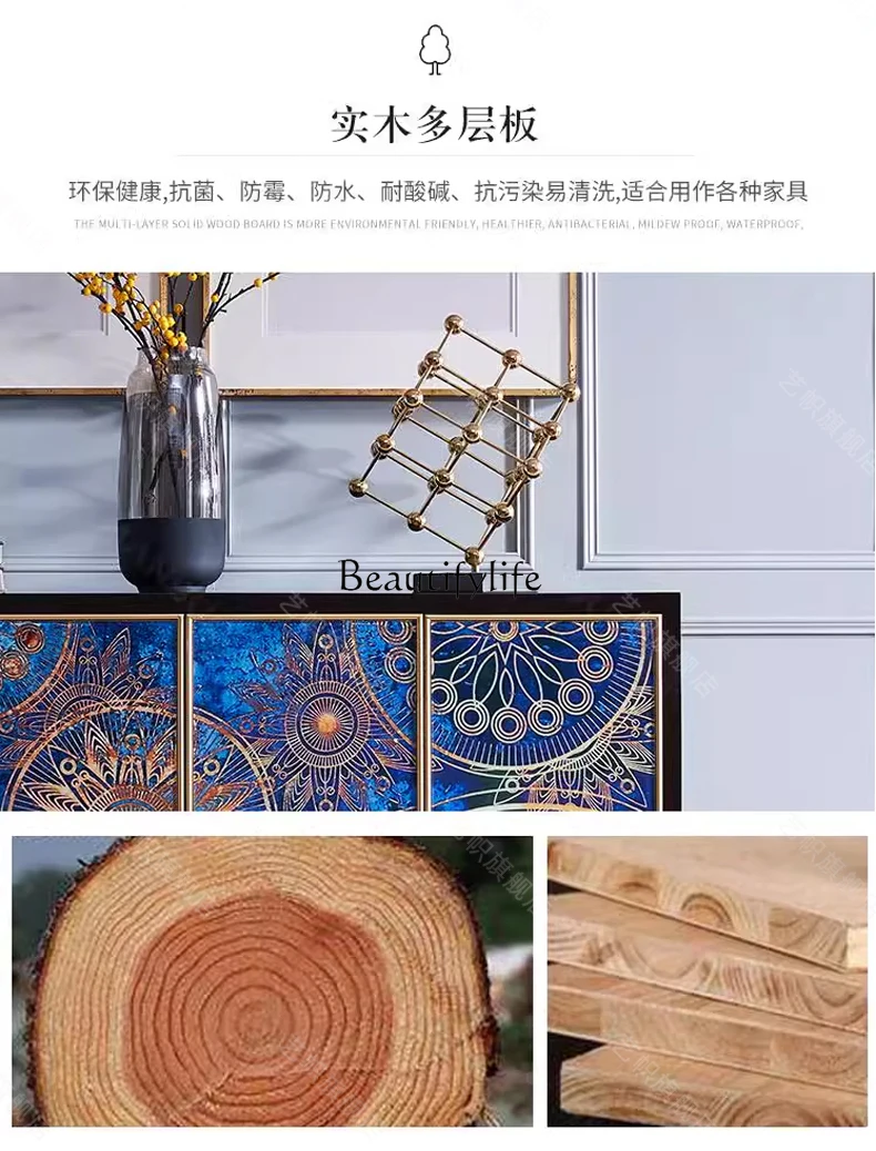 خزانة شرفة فنية فاخرة وحديثة من الخشب الصلب وخزانة جانبية لتناول الطعام وخزانة فندق #5