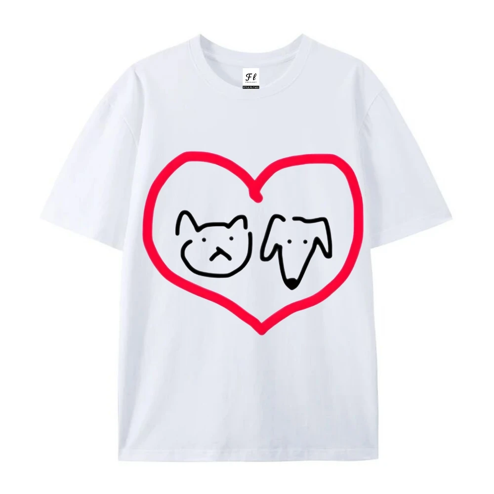 

Очаровательная футболка Y2k Pet Paradise 2025 — с коротким рукавом и сердечком для кошек и собак | Летний топ Kawaii | Винтажная уличная одежда Love