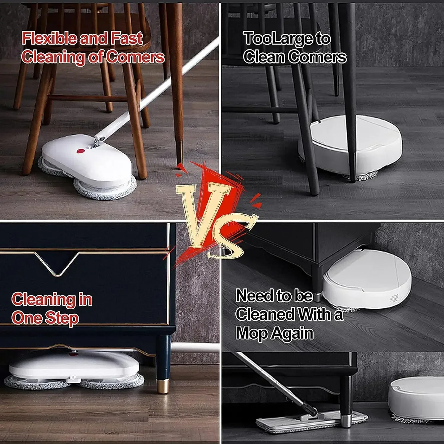 

Cordless Electric Spin Mop Power Mop With 4 Floor Scrubber Pads/Automatic Cleaning Bucket/Water Sprayer,Lightweight（Hot）