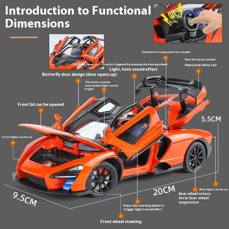 1:24 Senna Super Racing Car Alloy Diecast Model Car Adult Collectibles Sound & Light Hobby Holiday Gifts With Boyfriend