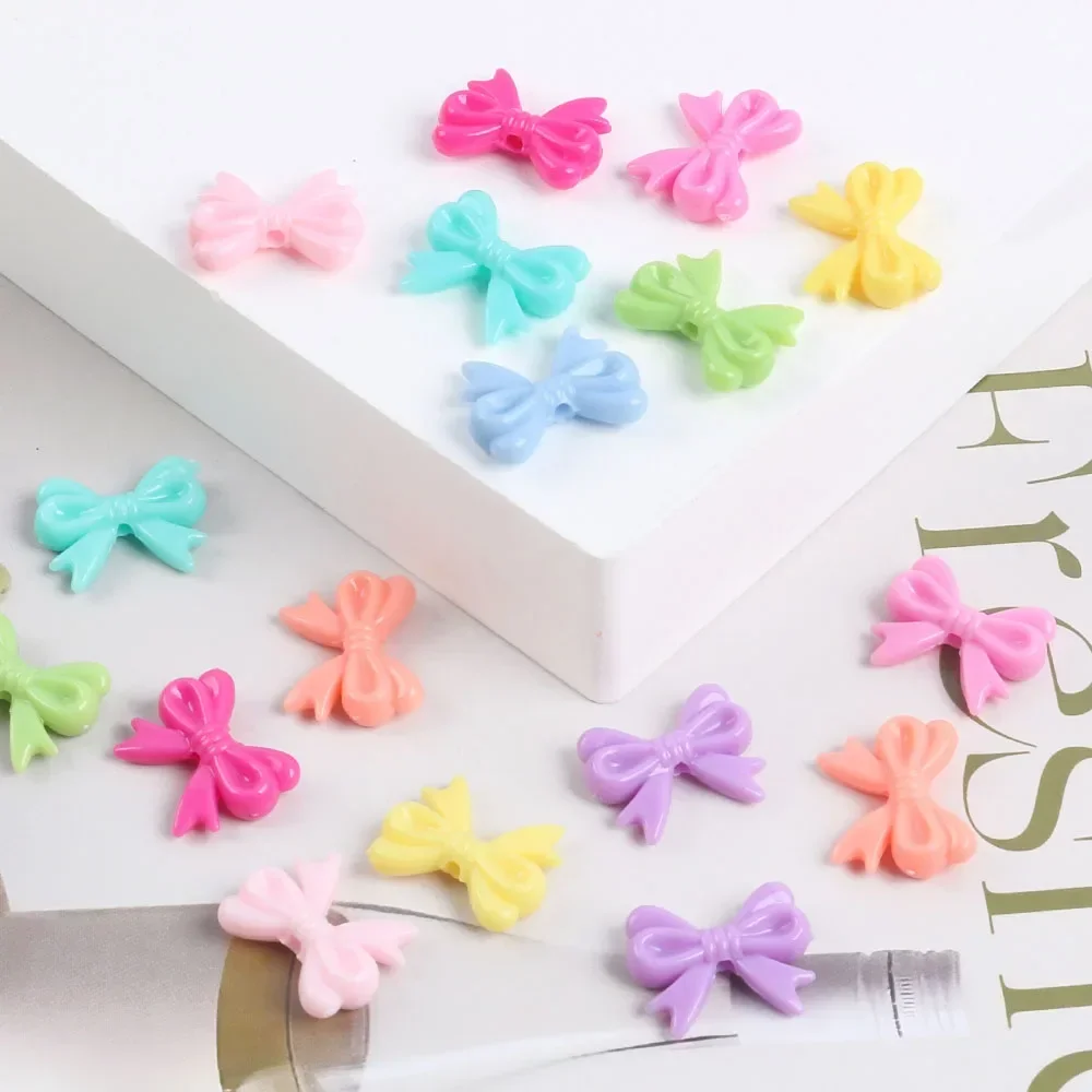 

30pcs Acrylic Colorful Bowknot Beads DIY Handmade Mobile Phone Material Bracelet Necklace Making HandCrafts Girls Beads