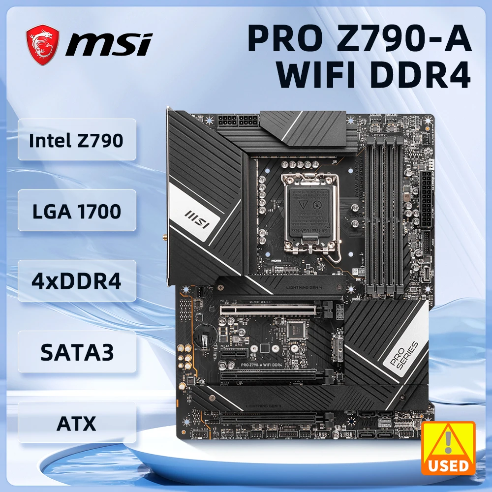 MSI Z790 마더보드 PRO Z790-A WIFI DDR4 마더보드 LGA 1700 지원 i9-14900F 14600K 13700KF 14600 12700F 12400 cpu DDR4 128G 