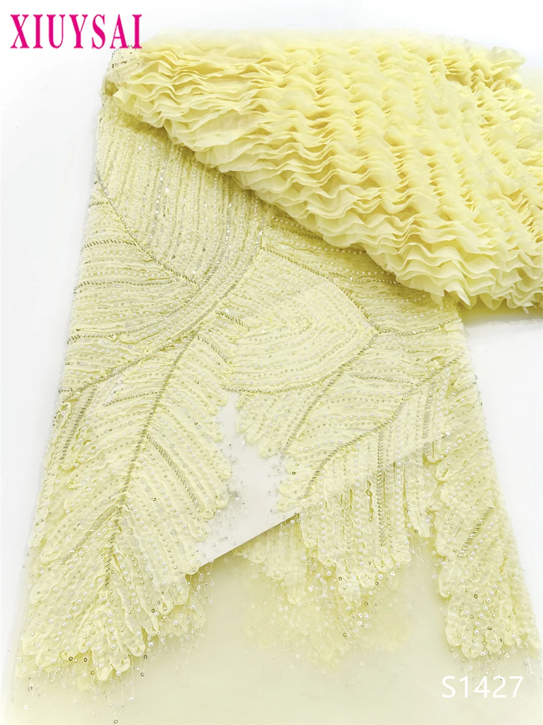 

Африканское кружево с 3D-бисером и пайетками для вечерних платьев, высококачественная тюлевая ткань, новейший французский стиль