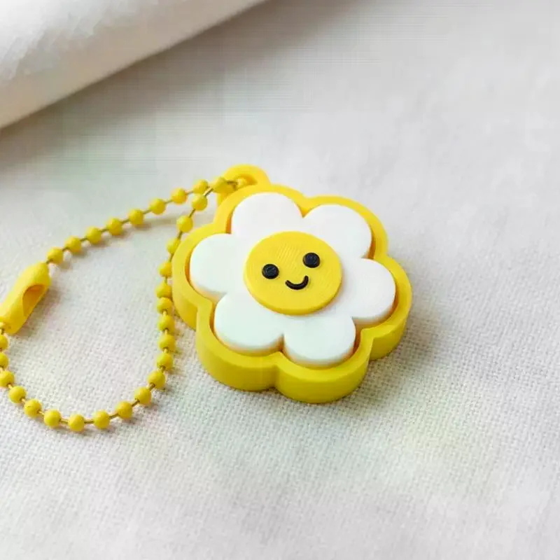 3D Printed Eco-Friendly PLA Flower Fidget Keychain, Stress Relief Toy Bag Decoration Charm