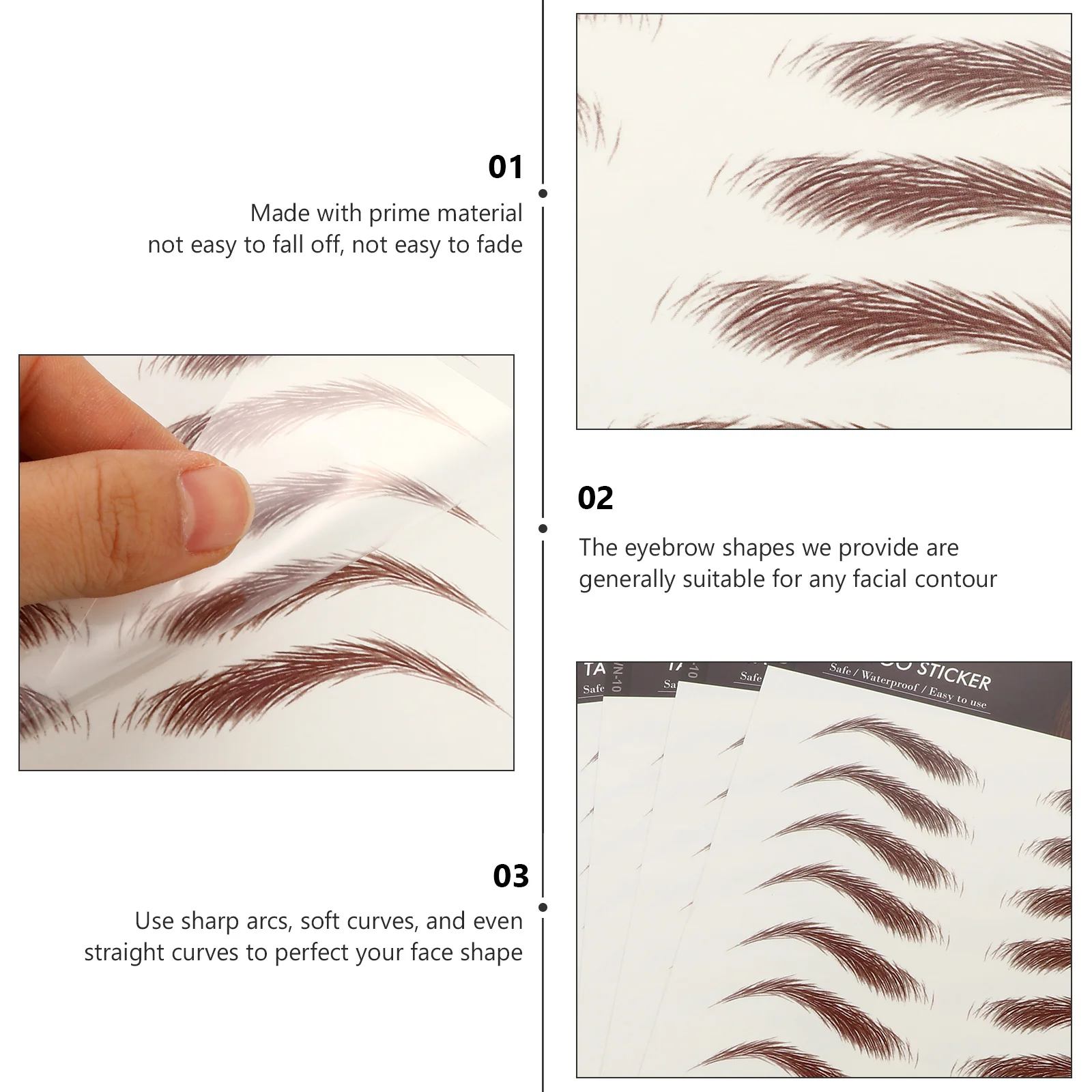 4 Sheets Waterproof Stickers Eyebrow Artificial Tattoos Make up Makeup Brown Imitation