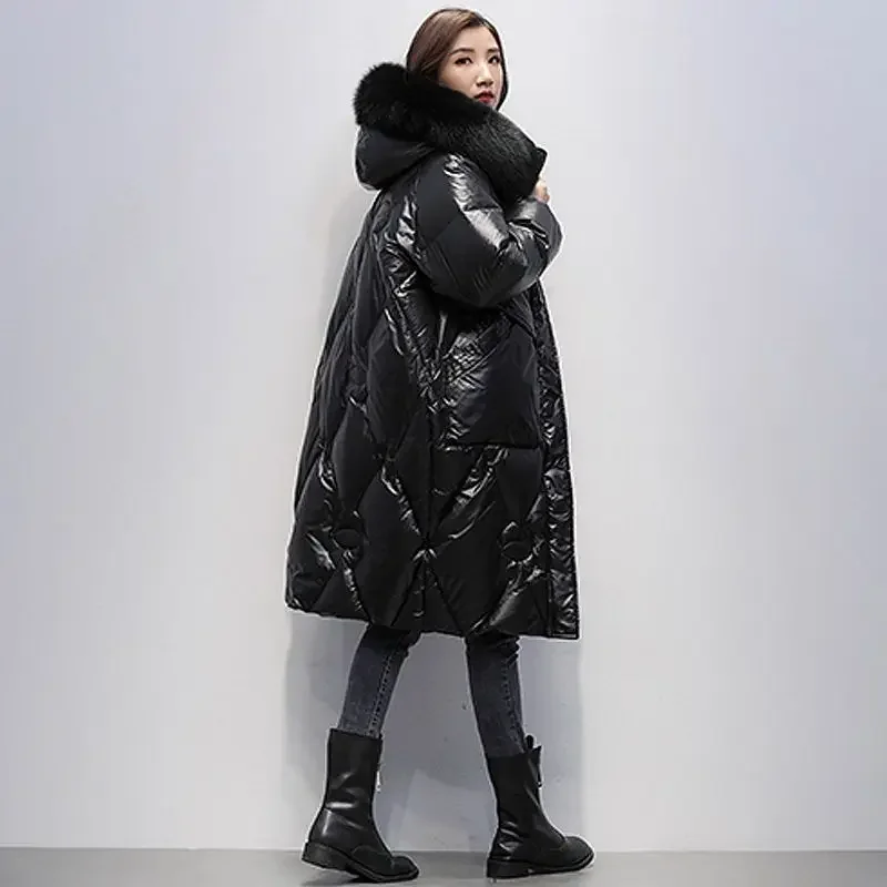 Coat Winter Women Clothing Big Size Down Cotton Coat Fur Collar Hooded Parkas Warm Thick Windproof Jacket High-end Outerwear