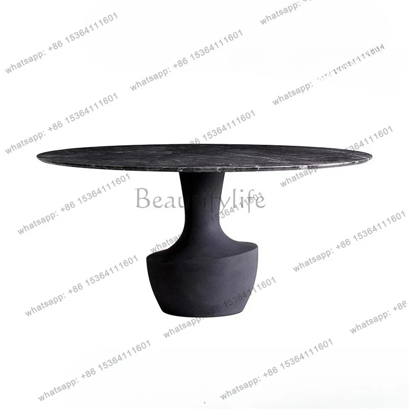 Modern minimalist designer dining table model room hotel marble Italian light luxury negotiation round table