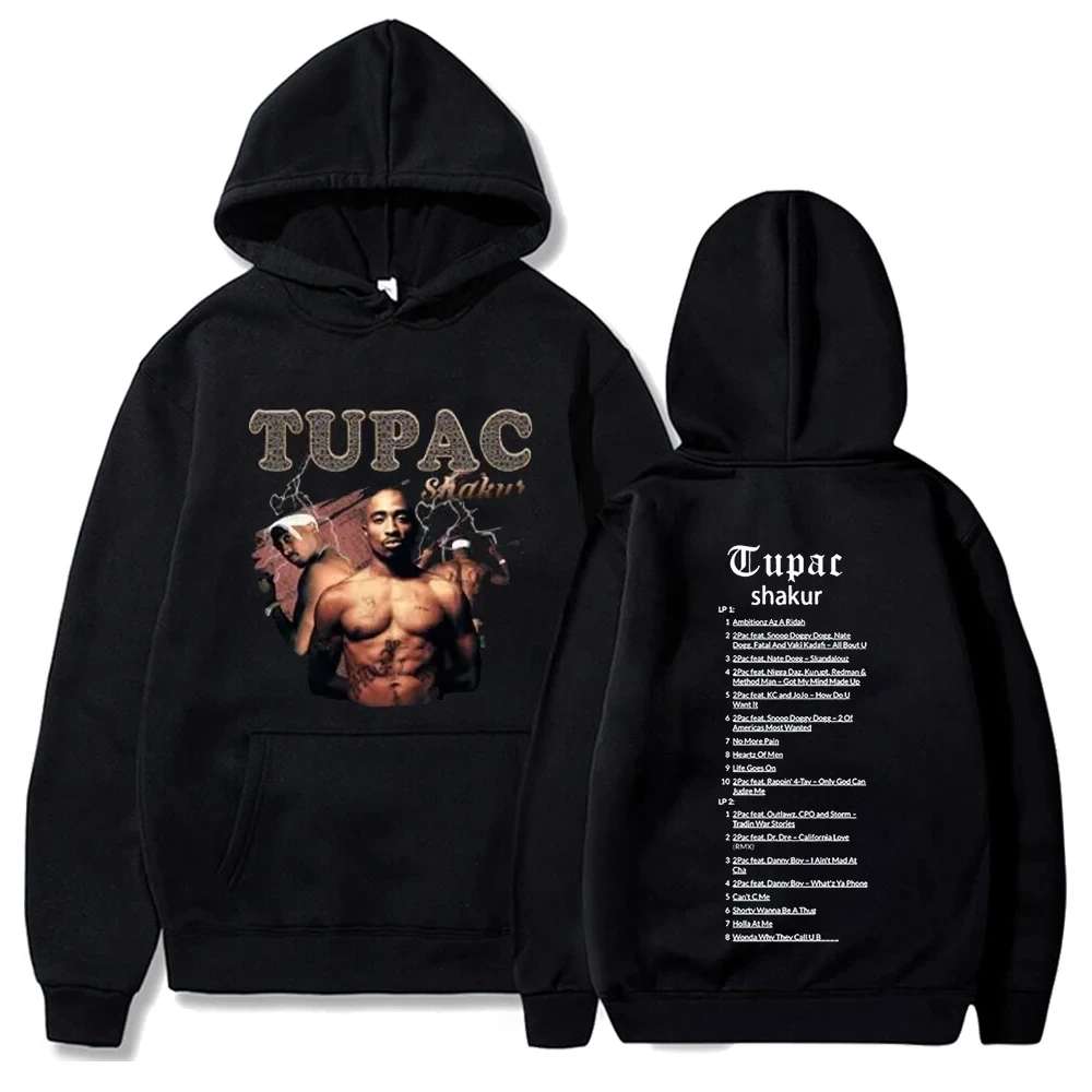 Rared-Sweats à capuche Tupac 2pac pour hommes et femmes, Streetwear Hip Hop, Pull imprimé Shakur, Sourire décontracté, Manches l