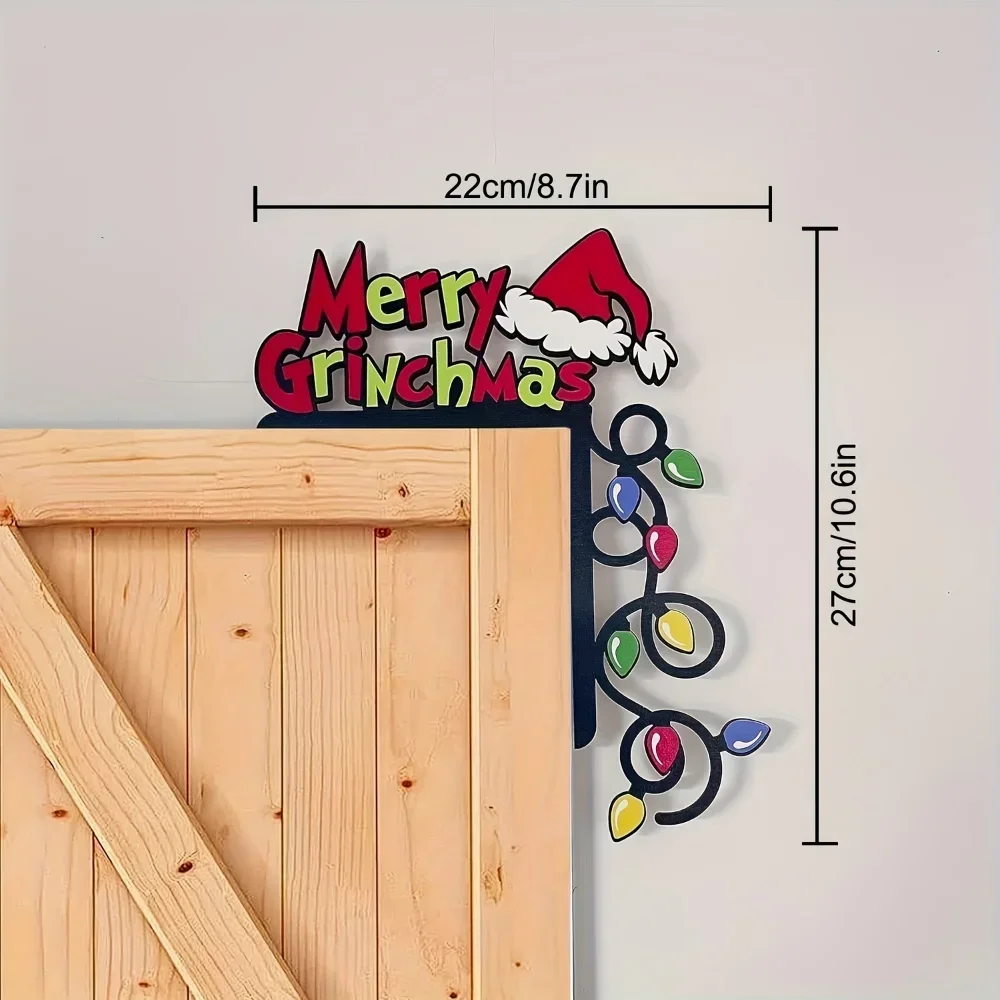 Atractiva decoración de puerta de guirnalda de luces navideñas: encantadora decoración del hogar sin encuadernar por electricidad o plumas