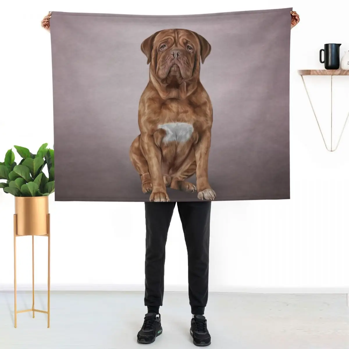 Drawing dog Dogue de Bordeaux Throw Blanket Hairy Single anime Large Furrys Plaid on the sofa Blankets