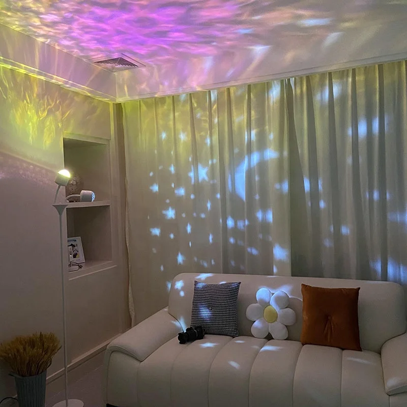 

24W Dual Lamp Head Dual Control Color Dynamic Water Wave Lamp Entertainment Room bar Decoration Atmosphere Floor Lamp