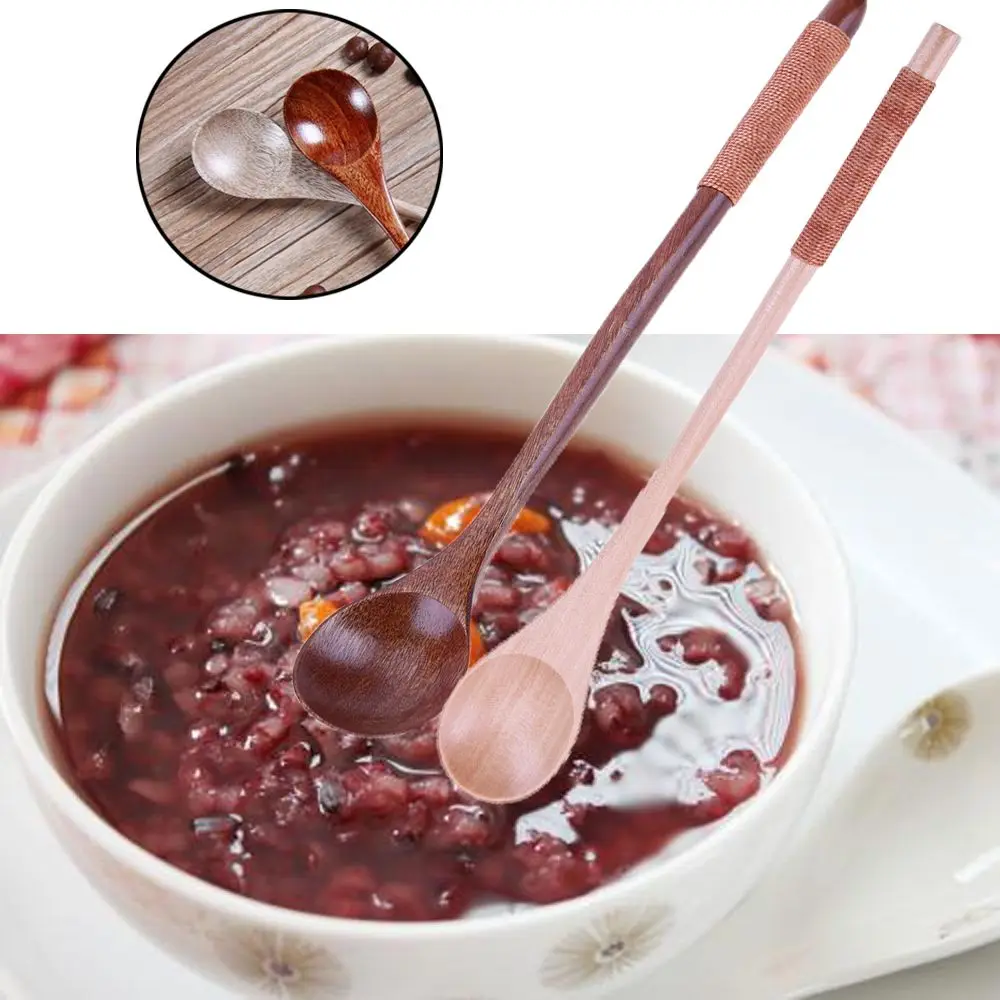 

Handmade Tableware Rice Soup Desserts Condiment Tea Scoops Kids Spoon Wooden Spoons Long-handled