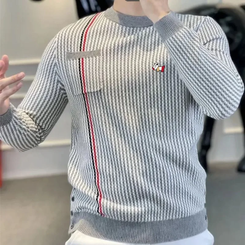 

Autumn brand men's knitted sweater, fashionable and casual round-neck men's golf suit, Korean round-neck long-sleeved top