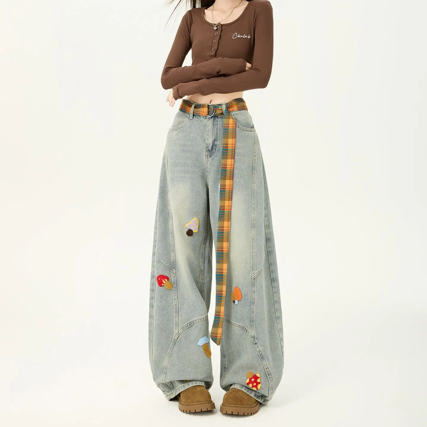 

Women's Jeans Straight Leg Denim Pants Y2K Style Vintage Design Baggy Fit Comfortable Female Daily Wear Casual Women's Jeans