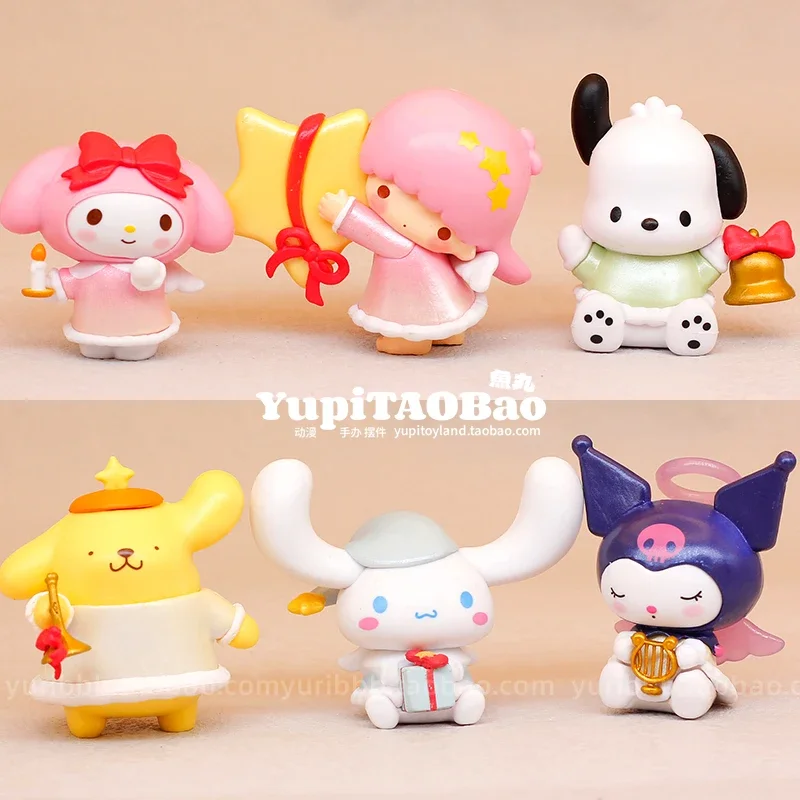 

Фигурка Sanrio из серии «потайная коробка», кавайная новинка, My Melody Kuromi Cinnamoroll, ангел, модные игрушки, настольное украшение, детский подарок