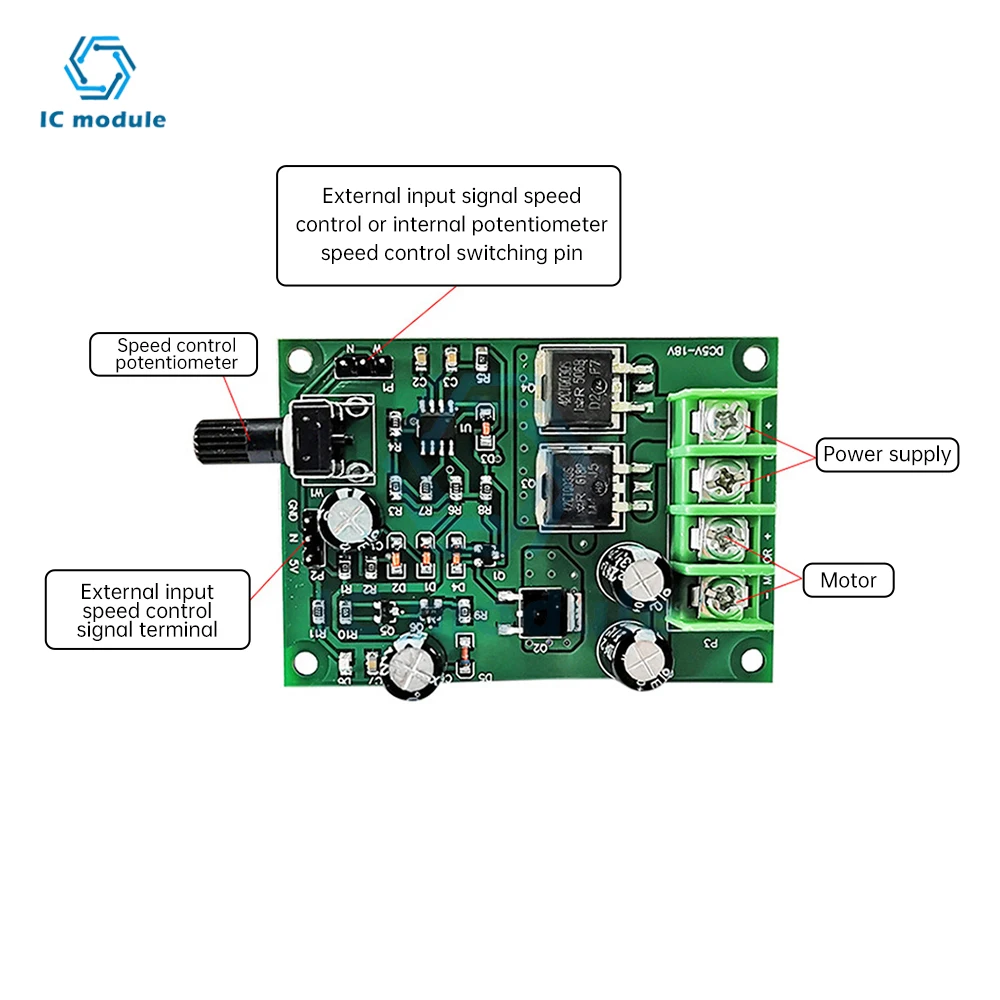 DC Motor Speed Controller DC5-18V 15A High Power PWM Permanent Magnet Small Motor Infinitely Speed Controller Board